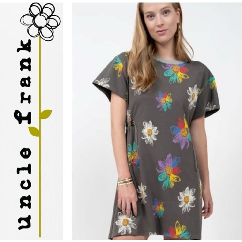 Anthropologie Floral colorful daisy Mini Dress - Multicolor on Gray